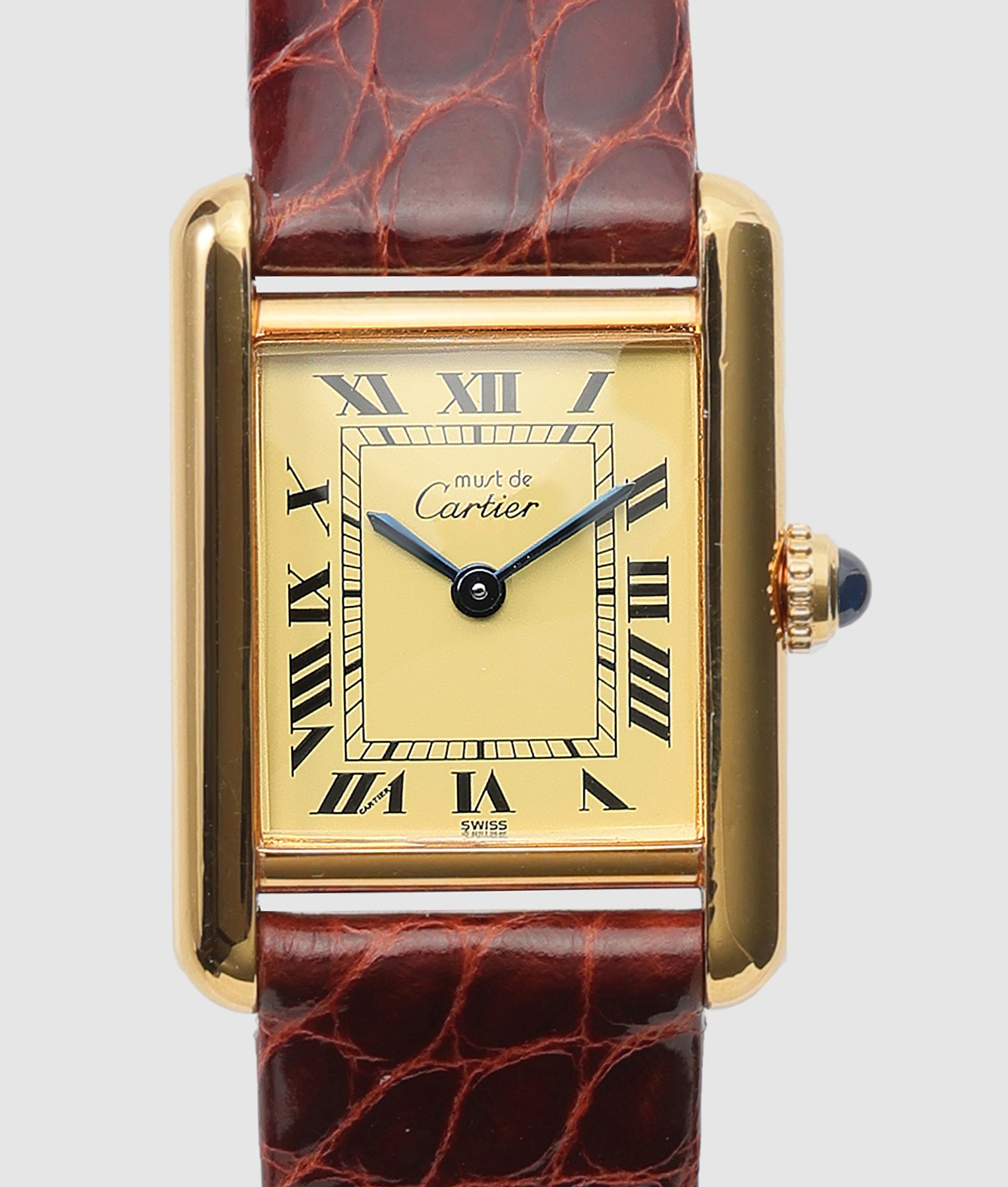 美品 カルティエ マスト タンク アイボリー ローマン SM Cartier must de Cartier Tank / カルティエ マスト タンク SM アイボリー